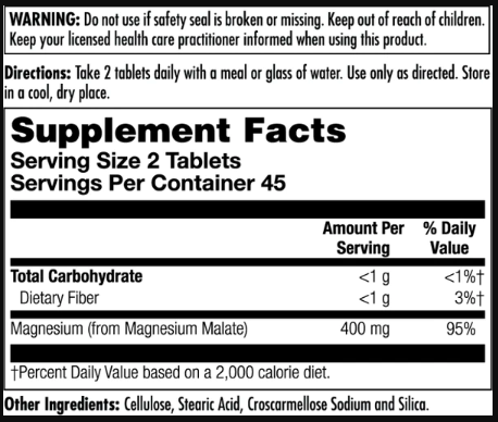 Magnesium Malate 400mg - 90 tabs (Магний малат) - 63 - Molodo
