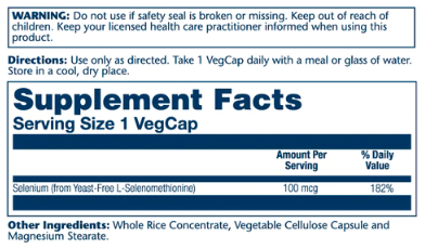 Selenium Yeast Free 100mcg - 90 veg caps (Селен 100 мкг) - 65 - Molodo