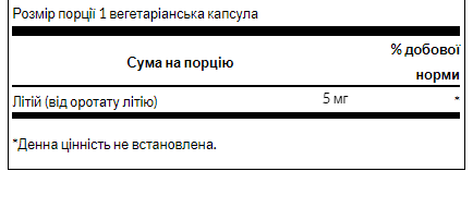 Lithium Orotate 5mg - 60 veg caps (Литий оротат) - 65 - Molodo