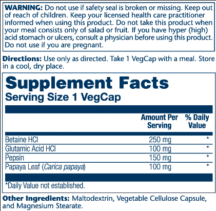 Betaine HCl 250mg - 180 veg caps (Бетаин) - 65 - Molodo