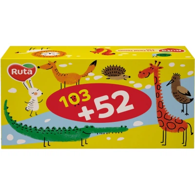 Серветки косметичні паперові Ruta Kids пенал 155 листів 2 шари 3штуки - 61 - Molodo