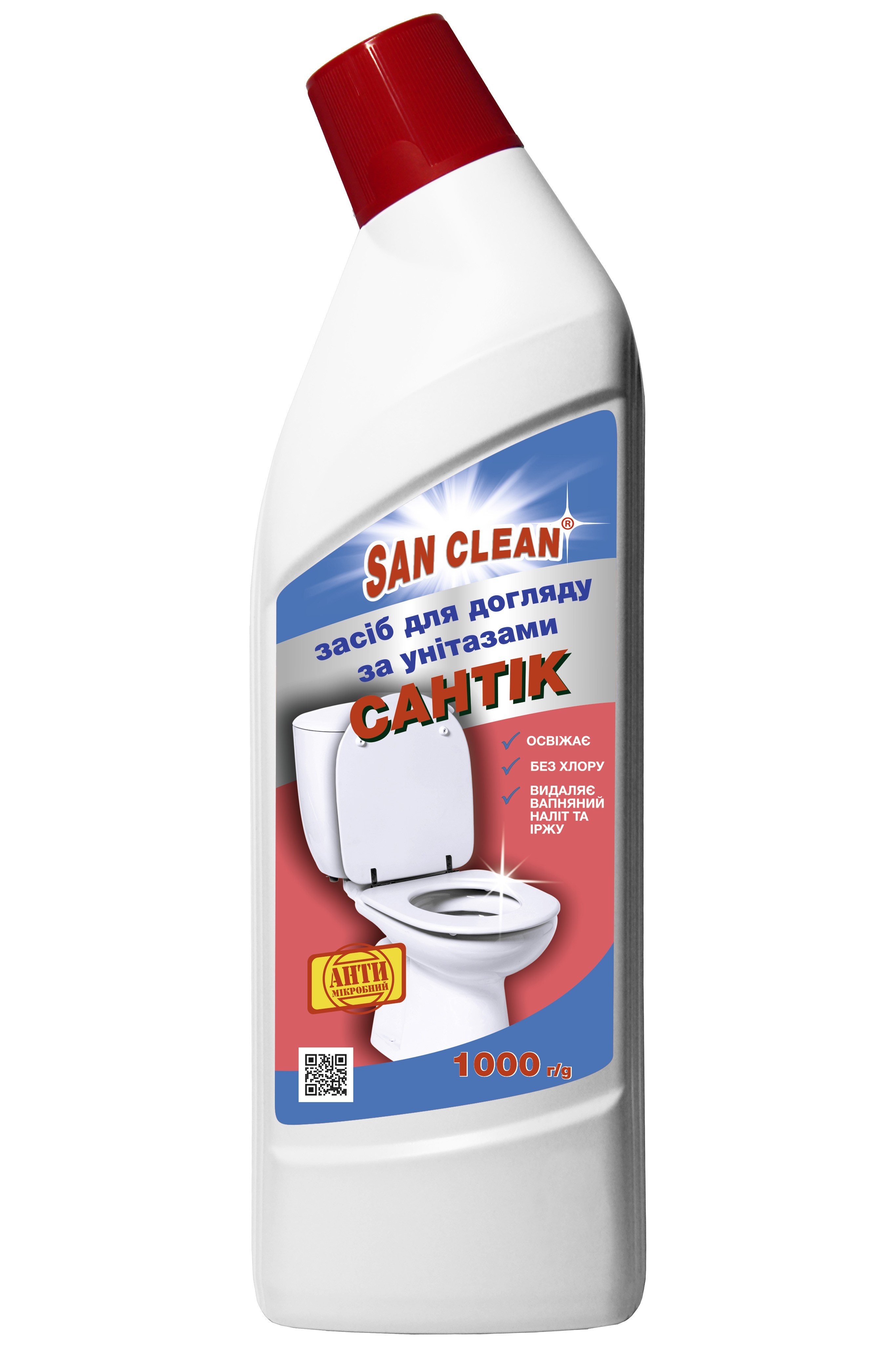 Засіб для чищення унітазу San Clean САНТИК 1000 мл блакитний