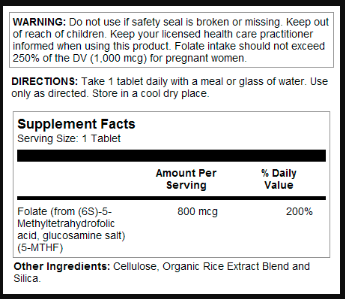 Methyl Folate 800mcg - 90 tabs (Метил Фолат) - 67 - Molodo