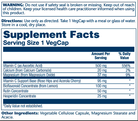 Vitamin C with Bioflavonoid Concentrate 500mg - 100 veg caps (Витамин С з биофлавоноидами) - 65 - Molodo