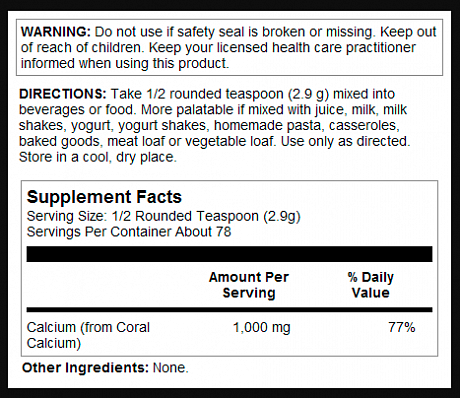 Coral Calcium Powder 1000mg - 8oz (Кораловий кальцій) - 65 - Molodo