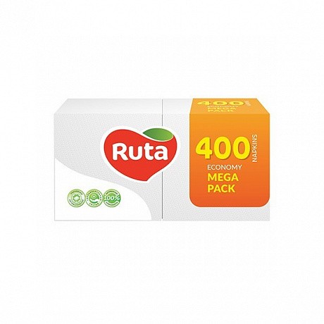 Серветки паперові Ruta 24х24 400 листів 1шарові білі Mega Pack - 58 - Molodo