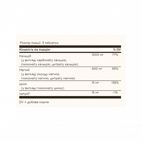 Calcium Magnesium Plus Zinc - 100 tabs (Solgar кальцій, магній та цинк у таблетках - 65 - Molodo