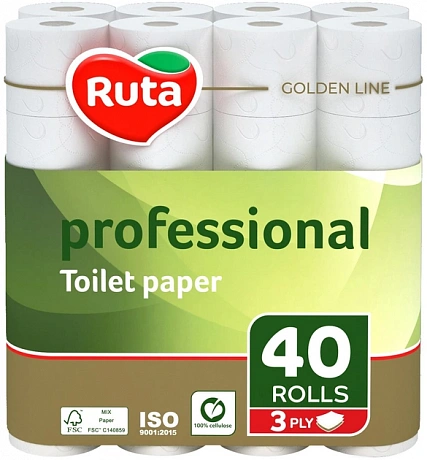 Бумага туалетная Ruta Professional 40 рулонов 3-шаровая белая - 59 - Molodo