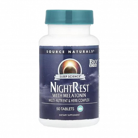 Sleep Science® NightRest™ with Melatonin - 50 tabs (Source Naturals Ночной комплекс с мелатонином, 50 таблеток) - 64 - Molodo