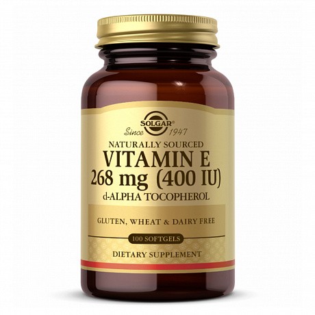 Vitamin E 400 IU d-Alpha Tocopherol - 100 Softgels (Solgar Витамин E в форме альфа-токоферола) - 66 - Molodo