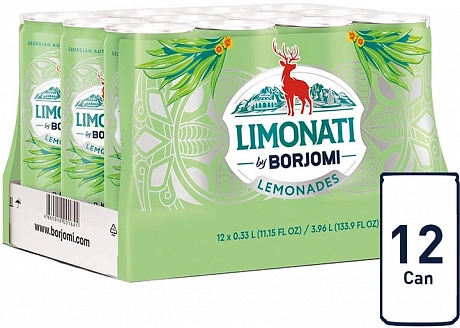 Лимонад Borjomi Limonati Тархун алюмінієва банка 0.33 л * 12 шт - 62 - Molodo