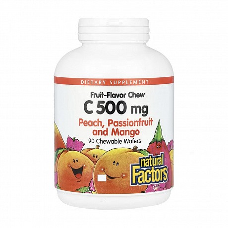 Vitamin C 500 mg - 90 Chewable Wafers Peach Passion Fruit and Mango (Вітамін С) - 64 - Molodo