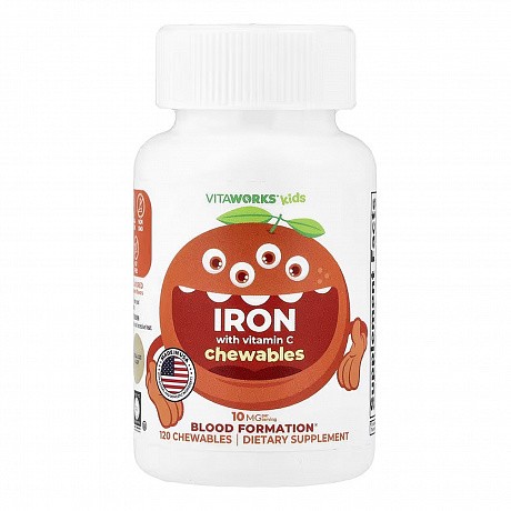 VitaWorks Kids Iron With Vitamin C - 120 chewables (Залізо з вітаміном C) - 64 - Molodo