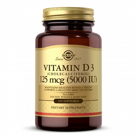 Vitamin D3 Cholecalciferol 125 mcg 5000 IU - 100 softgels (Витамин D3) - 64 - Molodo