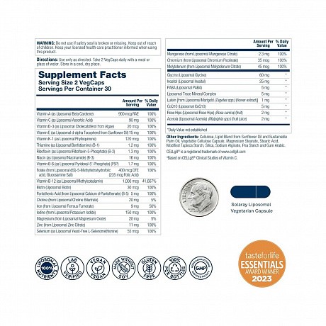 Liposomal Multivitamin Universal - 60 vcaps (Мультивітаміни ліпосомальні універсальні, Solaray) - 66 - Molodo