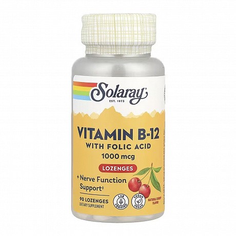 Vitamin B-12 1000mcg - 90 lozenges (Пастилки с витамином B12, фолиевой кислотой, натуральная вишня) - 64 - Molodo
