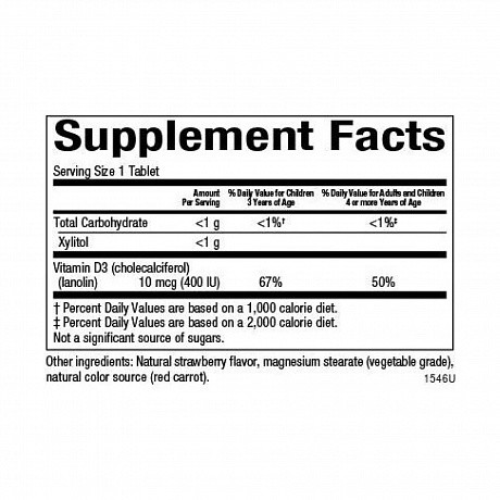 Vitamin D3 10 mcg (400 IU) - 250 tabs Berry Bunch (Витамин D3 для детей) - 65 - Molodo
