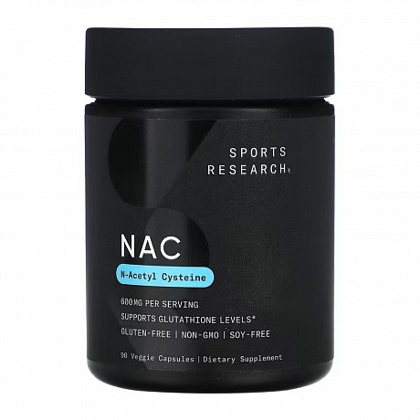 NAC - N-Acetyl-L-Cysteine 600mg - 90 vcaps (Sport Research N-ацетил-L-цистеїн у рослинних капсулах) - 64 - Molodo