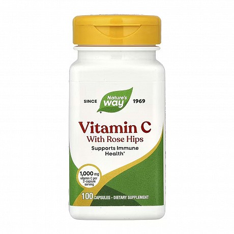 Vitamin C Rose Hips - 100 caps (Витамин C с шиповником) - 64 - Molodo