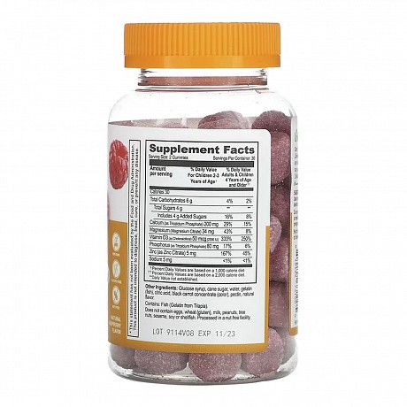 Calcium Magnesium & Zinc + Vitamin D Kids - 60 gummies (Кальцій, магній, цинк+вітамін D3 для дітей) - 65 - Molodo