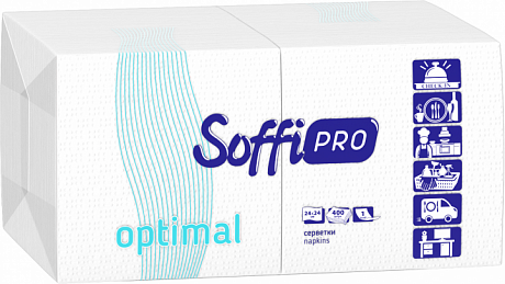 Салфетки бумажные Soffipro 24х24 см 1 слой 400 шт Белые - 58 - Molodo