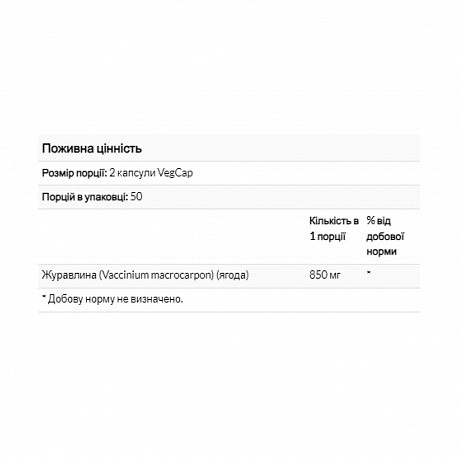 Cranberry Berry 850mg - 100 veg caps (Ягоди журавлини) - 64 - Molodo