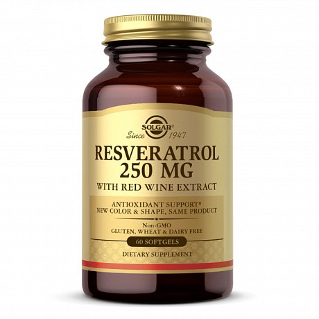 Resveratrol 250mg with Red Wine Extract - 60 softgels (Ресвератрол Solgar) - 66 - Molodo