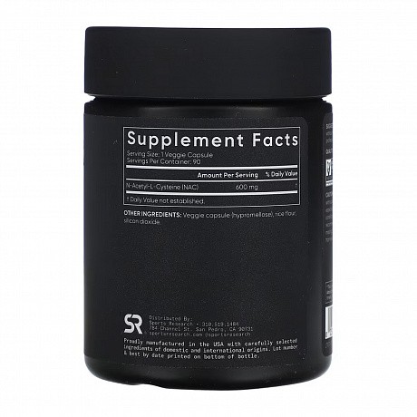 NAC - N-Acetyl-L-Cysteine 600mg - 90 vcaps (Sport Research N-ацетил-L-цистеїн у рослинних капсулах) - 65 - Molodo