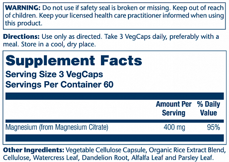 Magnesium Citrate 400mg - 180 veg caps (Магния цитрат) - 65 - Molodo