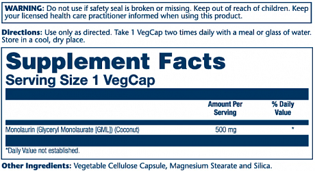 Monolaurin 500mg - 60 veg caps (Монолаурин) - 65 - Molodo