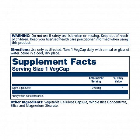 Alpha Lipoic Acid 250mg - 60 veg caps (Альфа-ліпоєва кислота 250 мг) - 65 - Molodo