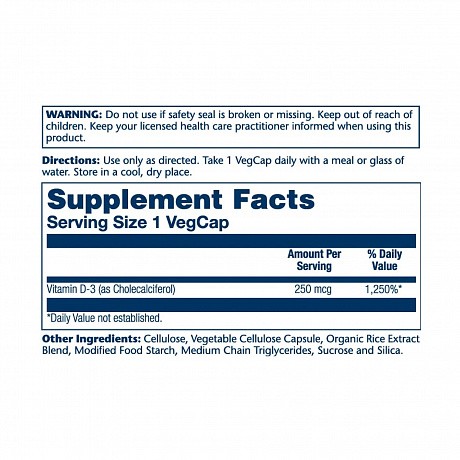 Super Strength Vitamin D-3 250mcg - 60 vcaps (Вітамін D Solaray Super) - 66 - Molodo