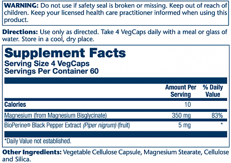 Magnesium Glycinate 350mg - 240 veg caps (Магній гліцинат) - 65 - Molodo
