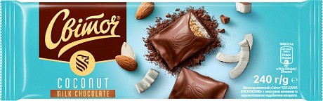 Шоколад Світоч Ексклюзив Молочний з кокосовою начинкою, 240 г - 58 - Molodo