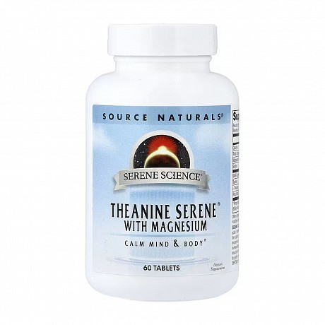 Serene Science® Theanine Serene® - 60 tabs (Source Naturals Теанін із магнієм та рослинним екстрактом) - 64 - Molodo