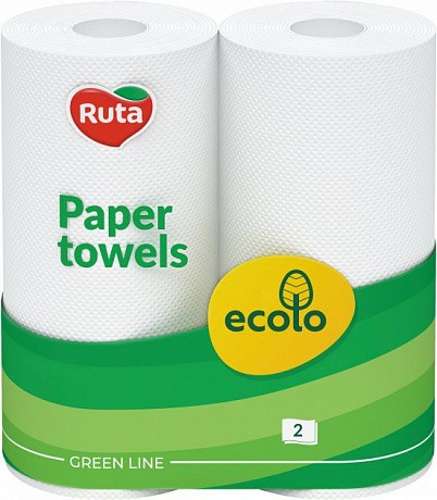 Упаковка бумажных полотенец Ecolo 45 отрывов 2 слоя 2 рулона белые - 58 - Molodo
