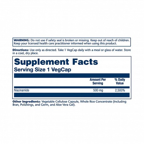Niacinamide 500mg - 100 vcaps (Ніацинамід Вітамін В3 Solaray) - 66 - Molodo