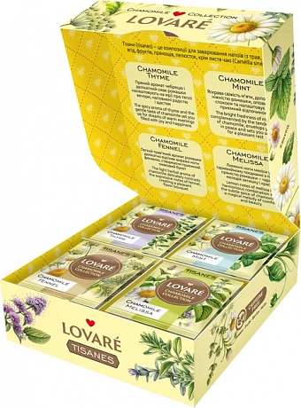 Чай Lovare Tisanes Chamomile Collection травяной 4 вида по 8 пакетиков - 63 - Molodo