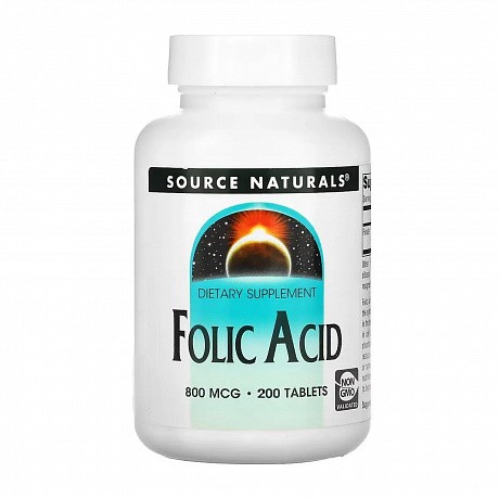 Folic Acid 800 mcg - 200 tabs (Source Naturals Фолієва кислота у таблетках) - 66 - Molodo