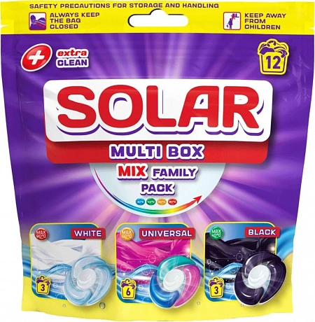 Капсулы для стирки Solar Multi Box  универсальные для белых и темных вещей 12 шт. - 61 - Molodo