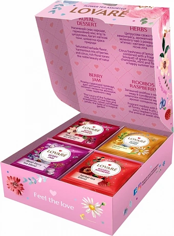Чай Lovare Tisanes Flower Tea Assorted трав`яний 4 види по 8 пакетиків - 63 - Molodo