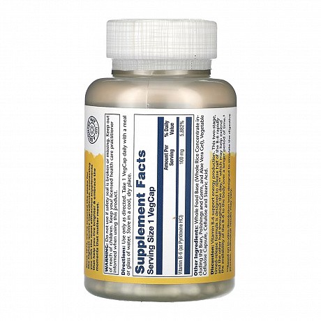 Vitamin B-6 100mg - 120 vcaps (Вітамін B6 (Піридоксин) Solaray) - 66 - Molodo