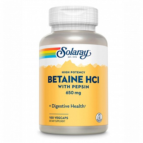 High Potency Betain HCl with Pepsin 650mg - 100 veg caps (гідрохлорид бетаїну з пепсином) - 64 - Molodo
