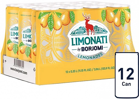 Лимонад Borjomi Limonati Груша алюминиевая банка 0.33 л * 12 шт - 62 - Molodo