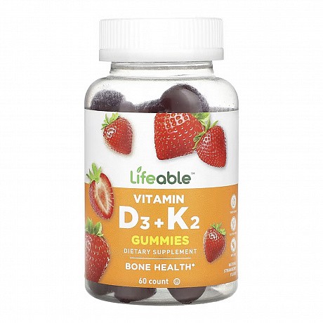 Vitamin D3 + K2 Adult - 60 gummies (вітаміни D3 і K2, зі смаком полуниці) - 64 - Molodo