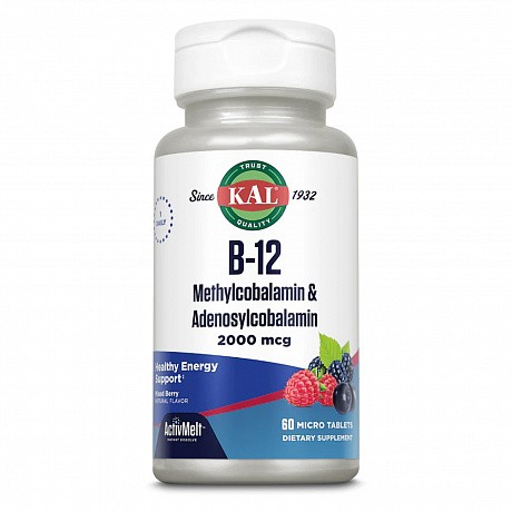 B-12 Methylcobalamin and Adenosylcobalamin 2000mcg - 60 tabs (Метилкоболамін та аденозилкобаламін) - 64 - Molodo