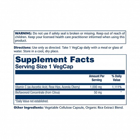 Vitamin C with Rose Hips, Acerola & Bioflavonoids 1000mg - 100 vcaps (Вітамін С Solaray) - 66 - Molodo