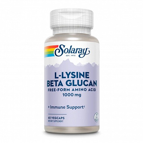 L-Lysine with Beta Glucan 1000mg - 60 veg caps (L-лизин и бета-глюкан, 1000) - 64 - Molodo
