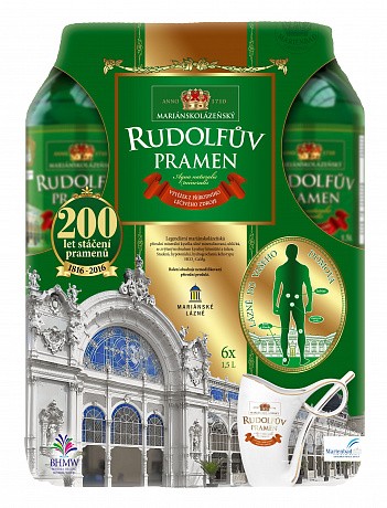Rudolfuv Pramen 1,5 л вода слабогазована, 6 шт. - 60 - Molodo