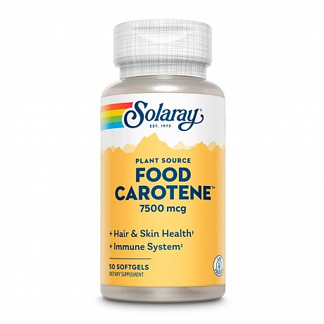 Food Carotene, Vitamin A As Beta Carotene 7500mcg - 50 softgels (Бета-каротин, Solaray) - 65 - Molodo